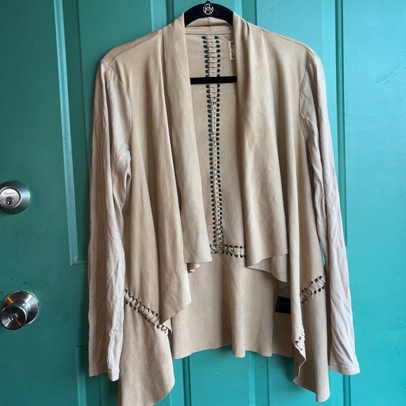 Black Swan medium ruffle tan cardigan - Picture 1 of 13